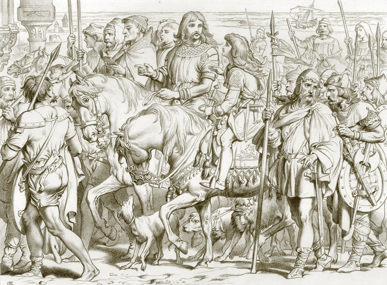 Hereward Enters the Consecrated Fortress of St Bertin by Henry Courtney (after) Selous