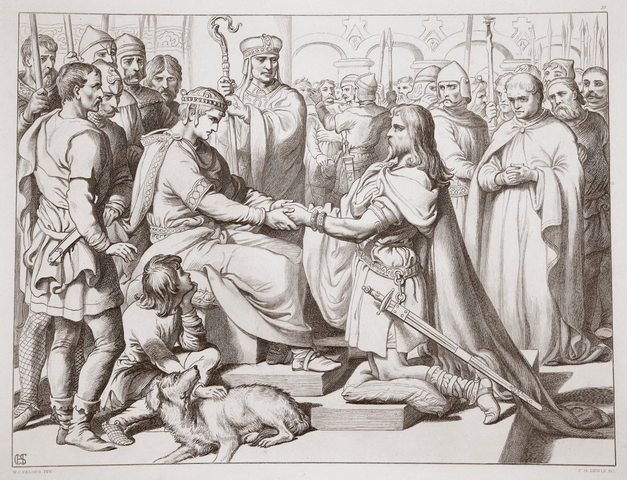 How Hereward Came to the King (Illustration from Hereward the Great by Charles Kingsley, pub. 1870, engraved by C.G. Lewis) by Henry Courtney Selous