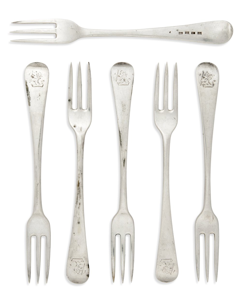 Set of George III colonial Old English pattern dessert forks, Gibraltar, c.1790 by Henry Cowper