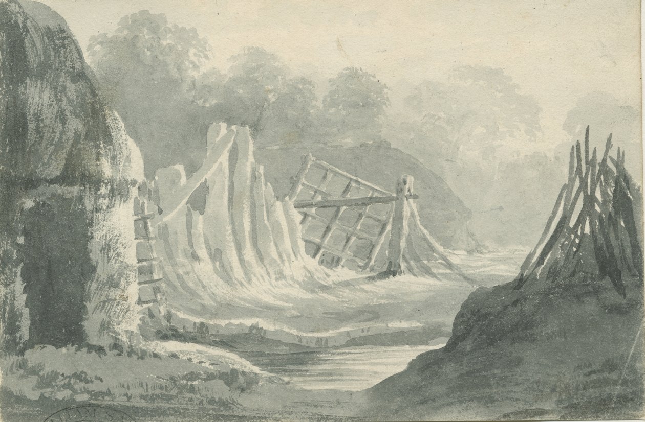 Lichfield - Edial: sepia wash drawing by Henry Curzon Allport