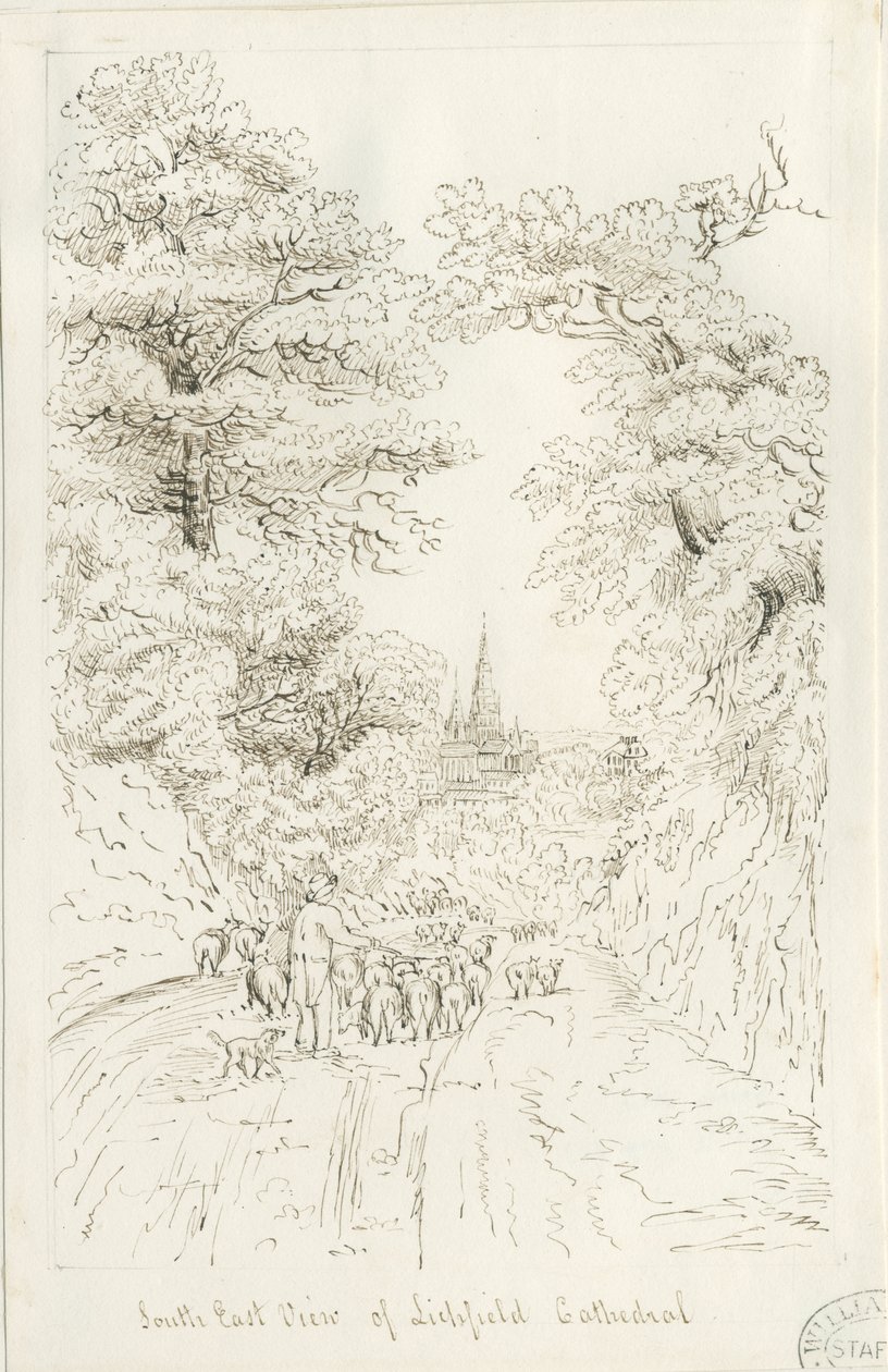 Lichfield Cathedral - South East View (distant) by Henry Curzon Allport