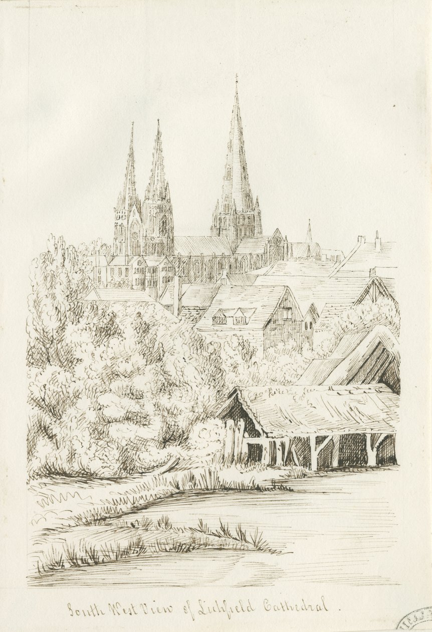 Lichfield Cathedral - South West View by Henry Curzon Allport