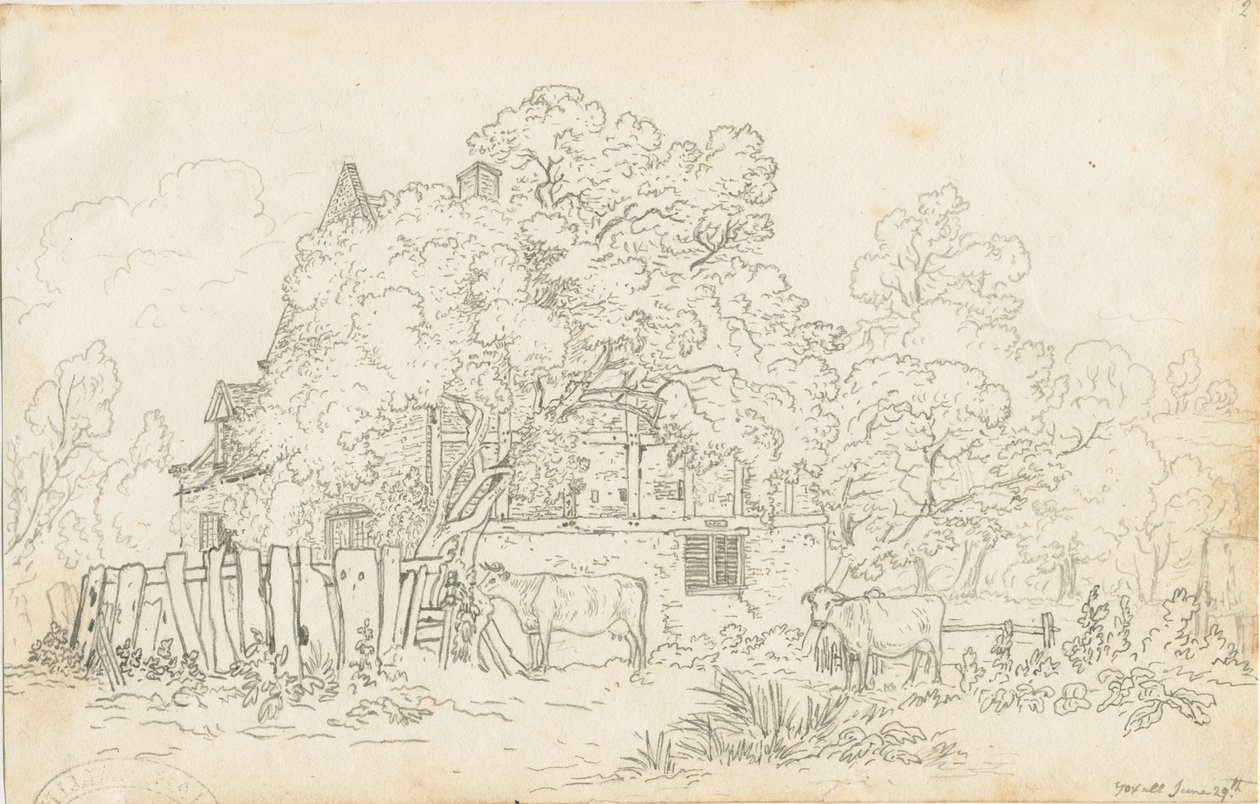 Yoxall - Old Farm House: pencil drawing by Henry Curzon Allport