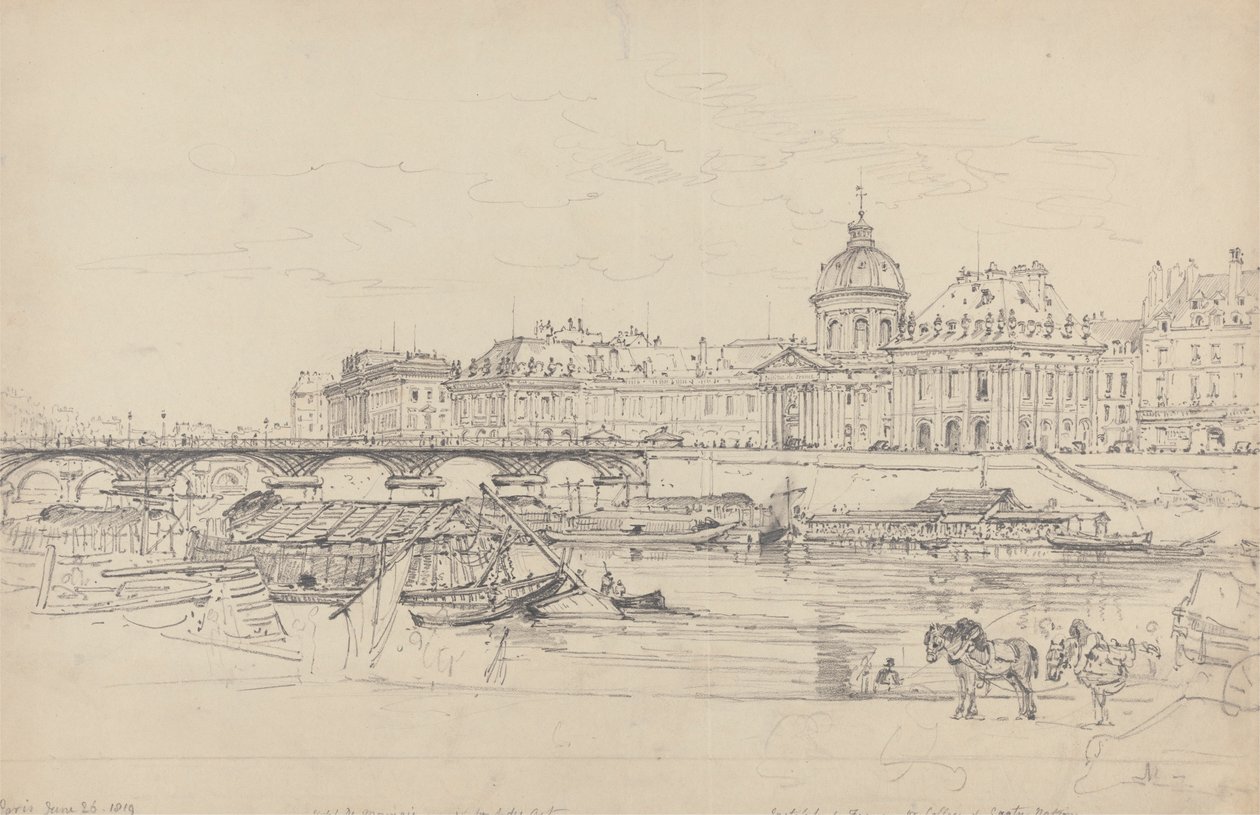 The Mint, Pont des Arts and the Institute of France, Paris by Henry Edridge