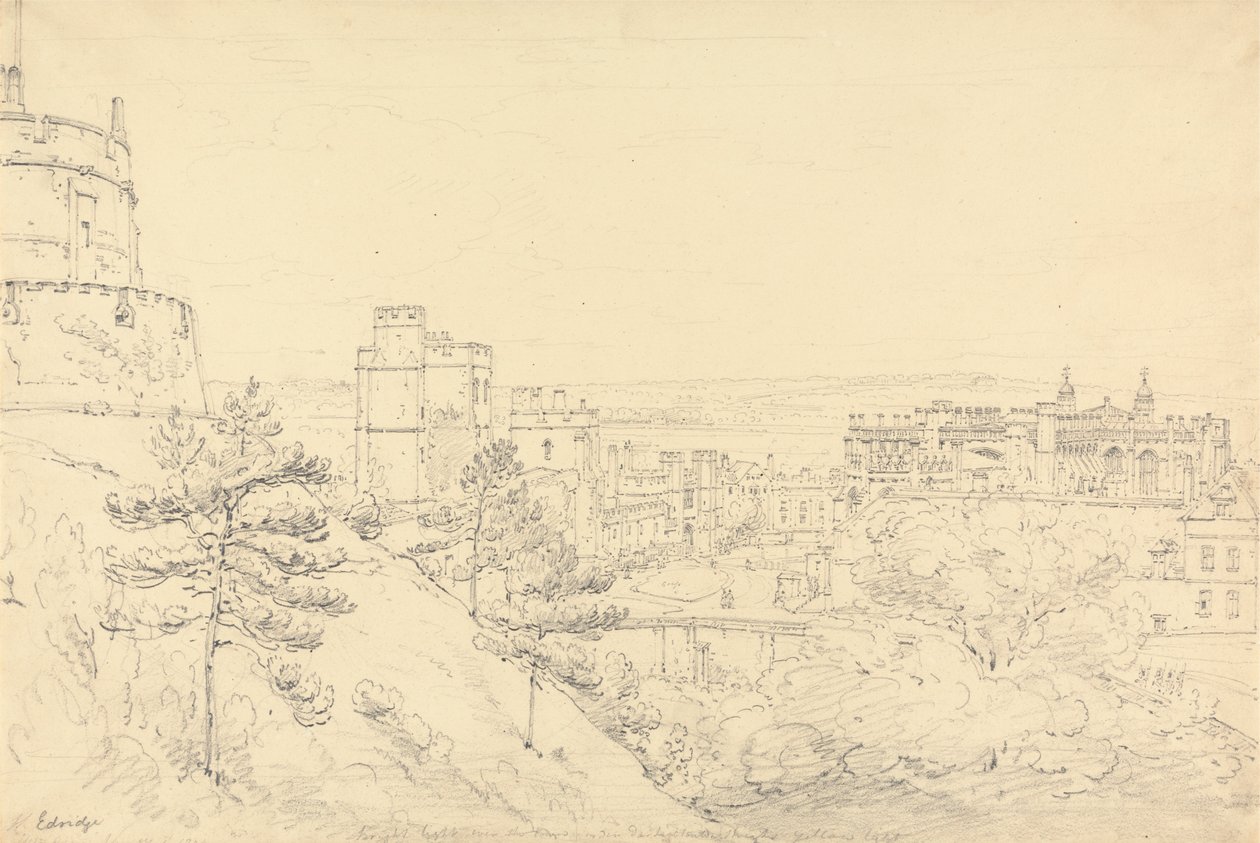 Windsor Castle from the Glacis of the Round Tower by Henry Edridge