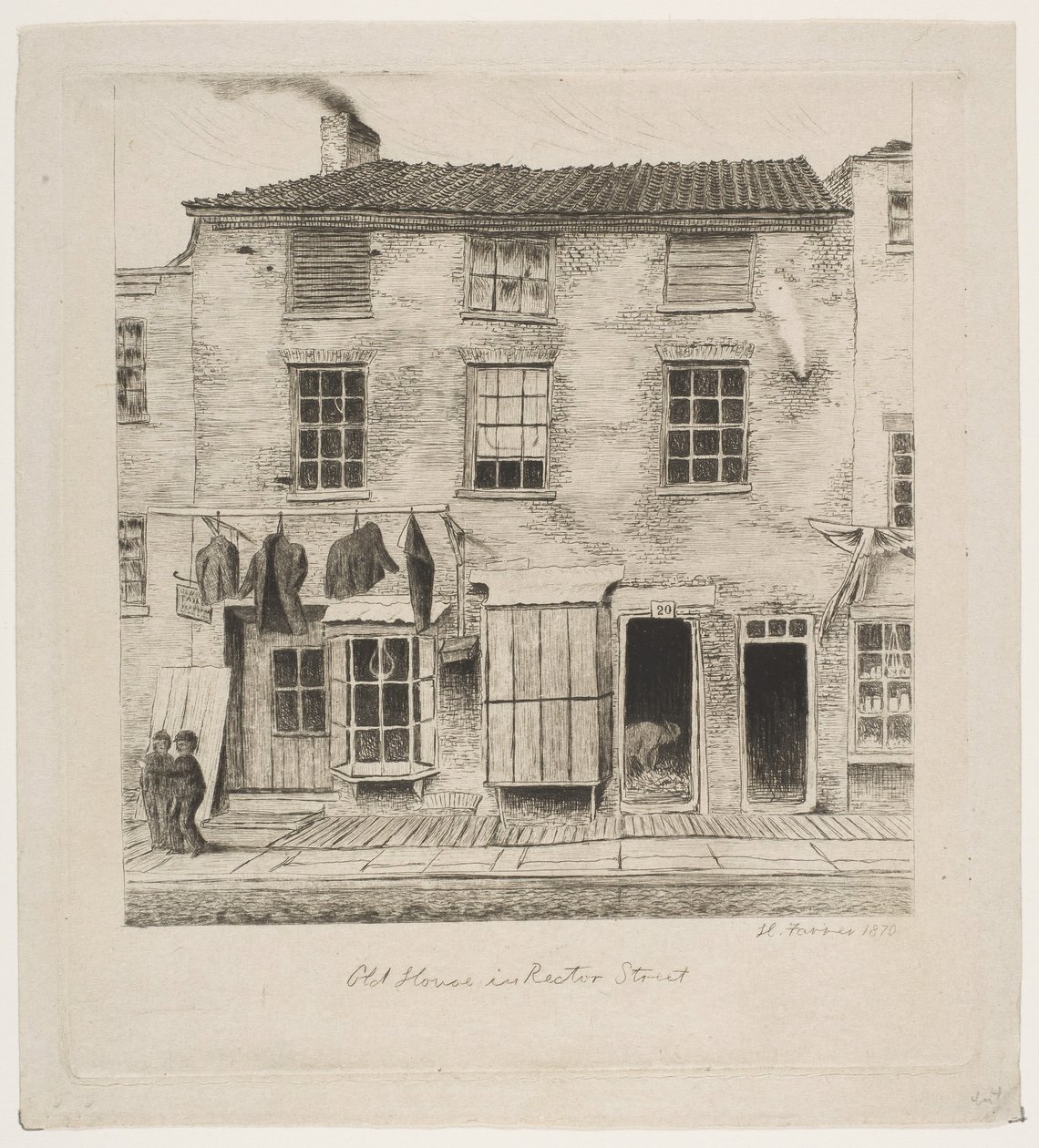Old House in Rector Street from Scenes of Old New York by Henry Farrer