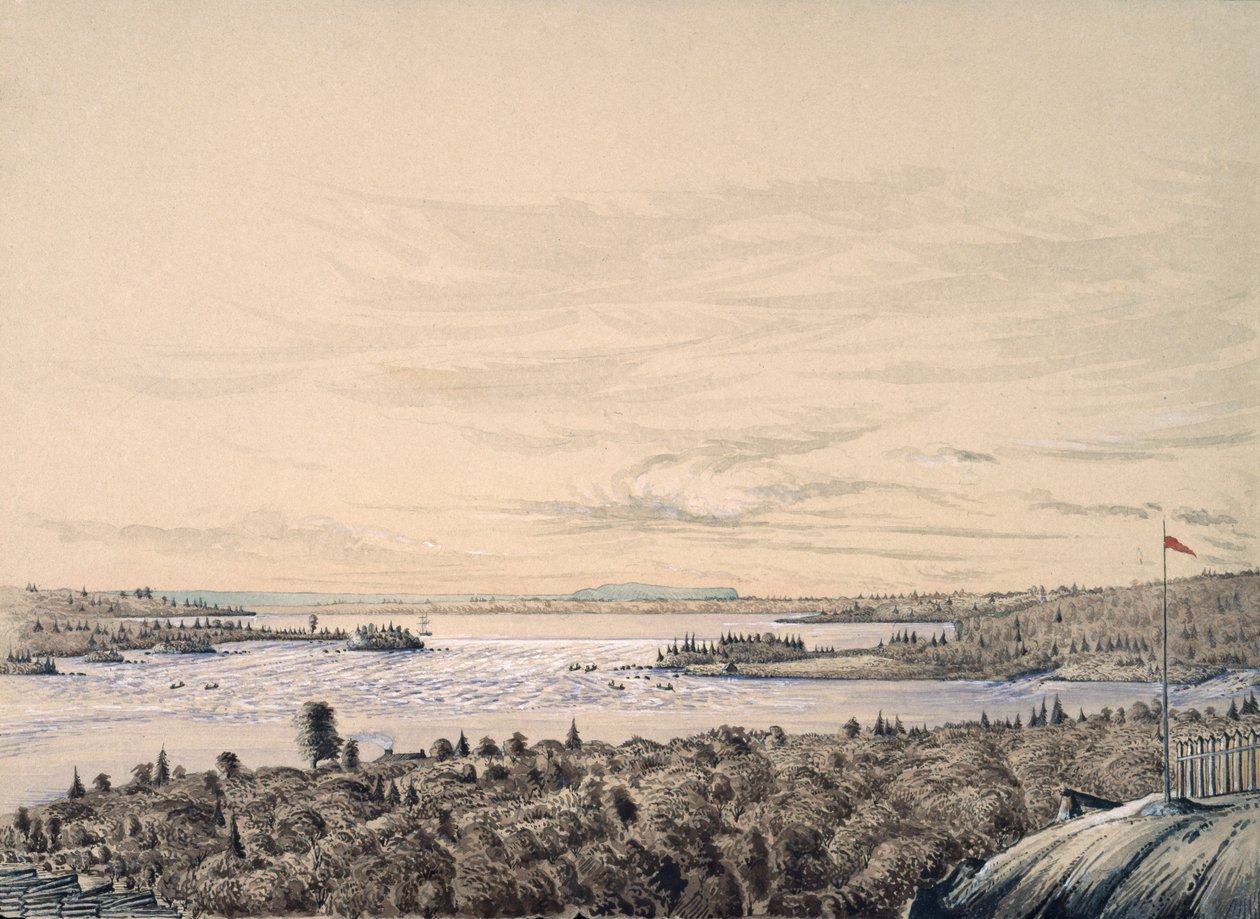 Sault de Ste. Marie between Lakes Huron and Superior, 1842 by Henry Francis Ainslie