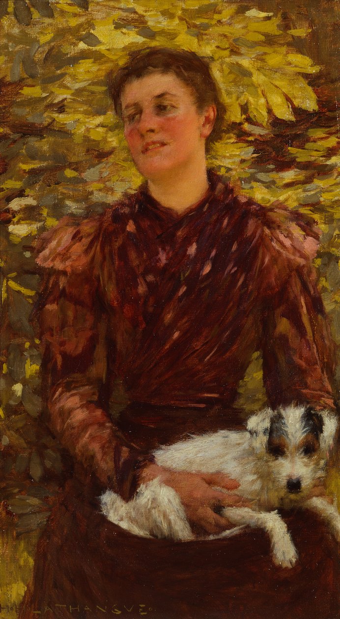 Young Girl With a Dog by Henry Herbert La Thangue