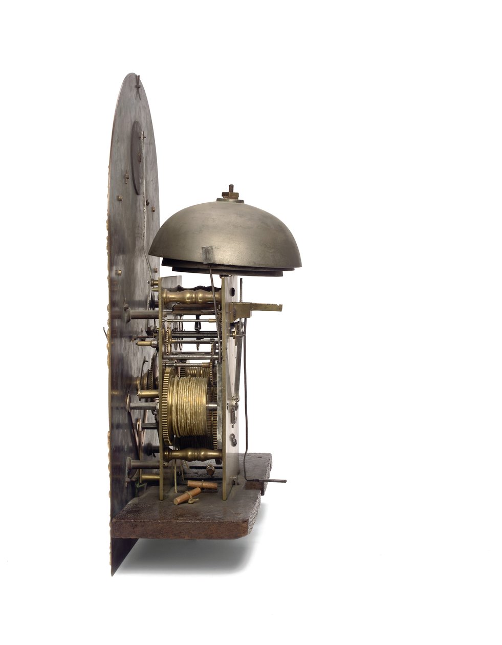 Movement of a George III blue Japanned quarter striking long case clock, York, c.1760 by Henry Hindley