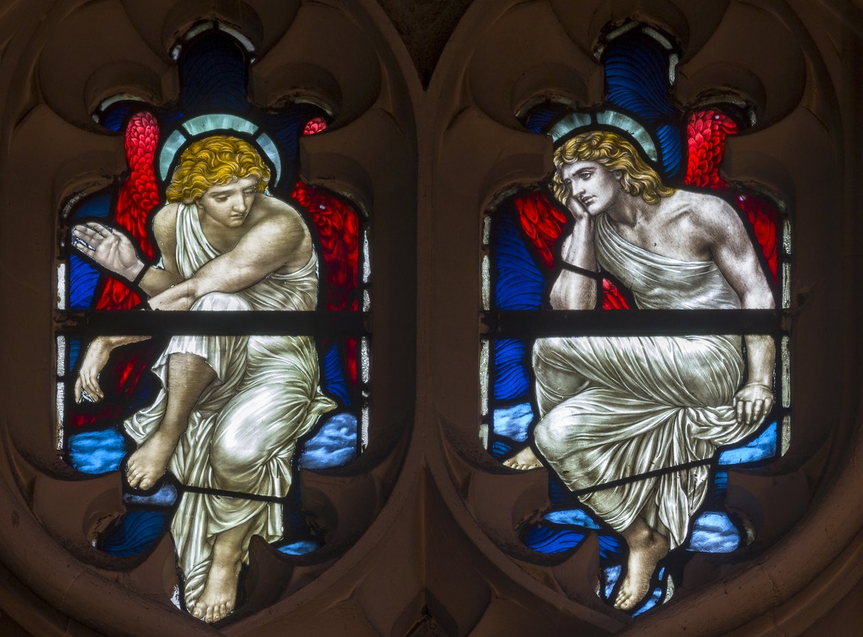 Westminster, St Margaret, James Powell & Sons, Henry Holiday, Tracery Angels by Henry Holiday