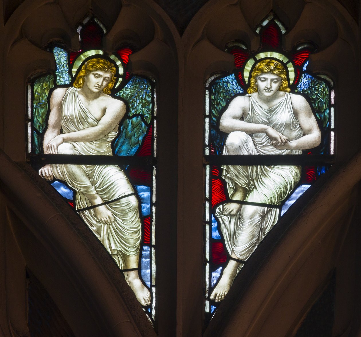 Westminster, St Margaret, James Powell & Sons, Henry Holiday, Tracery Angels by Henry Holiday