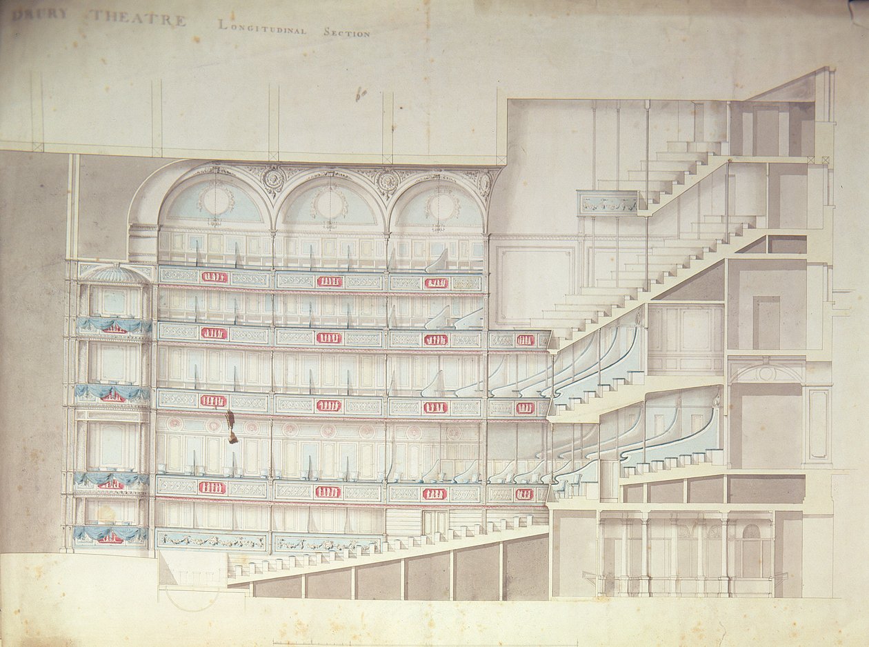 Drury Lane Theatre, sectional drawing of the interior by Henry Holland