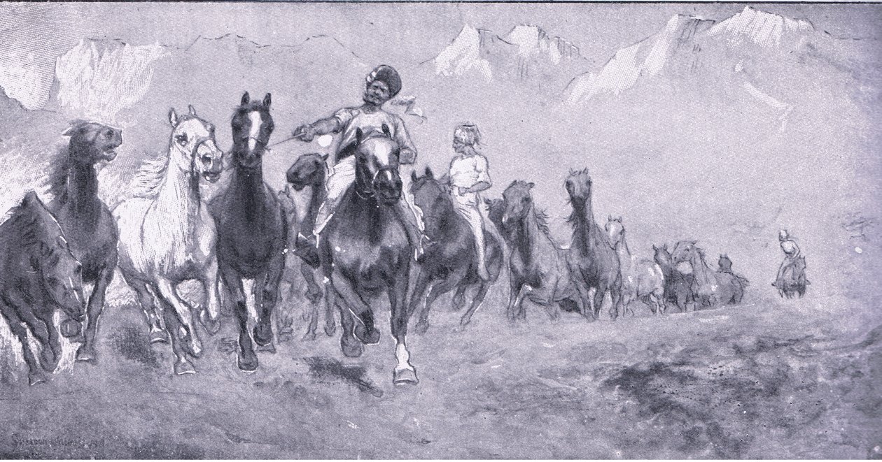 Indian Coolies Taking Remounts to Stellenbosch, from After Pretoria: The Guerilla War by Henry Inglis Jodrel Sheldon Williams