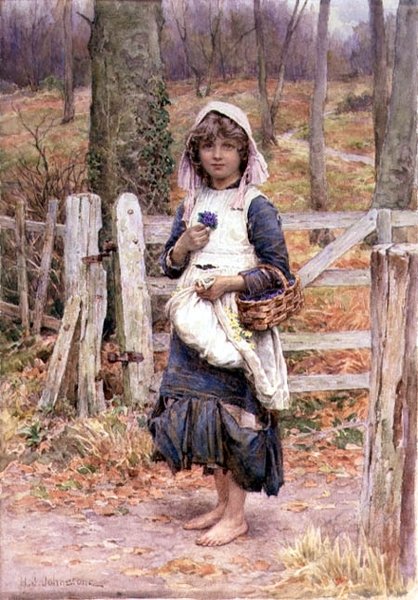 Girl holding a flower by Henry James Johnstone