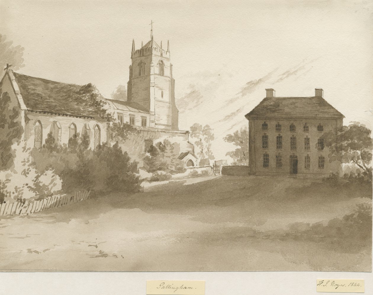 Pattingham Church and Vicarage House by Henry James Noyes