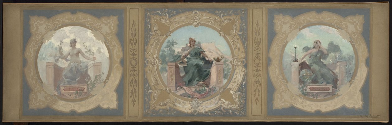 Sketch for the Lobau Gallery at Paris City Hall: Peace. Literature. Science, in 1890 by Henry Jean Louis Boureau