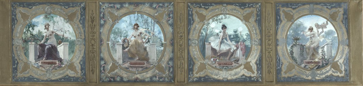 Sketch for the Lobau Gallery at Paris City Hall: Poetry. Joy. La Danse. La Grace, in 1890 by Henry Jean Louis Boureau