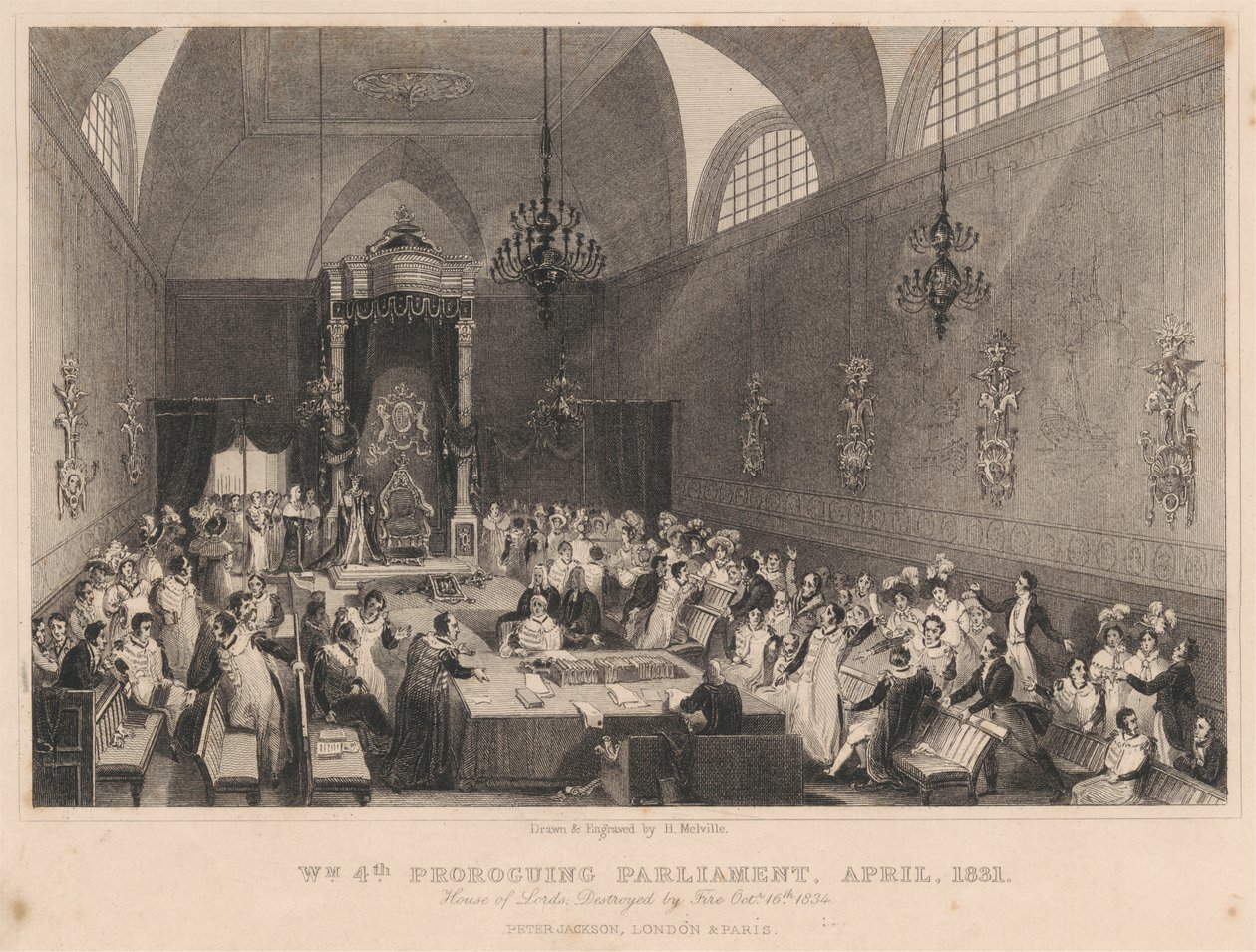 William Fourth Proroguing Parliament, April 1831. House of Lords: Destroyed by Fire Oct. 16th 1834 by Henry Melville