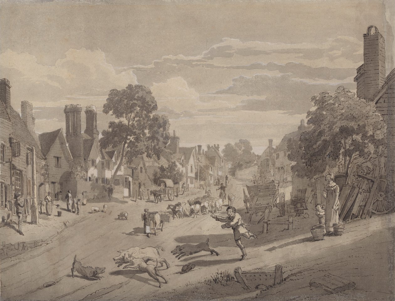 High Street at Bushey, Hertfordshire by Henry Monro