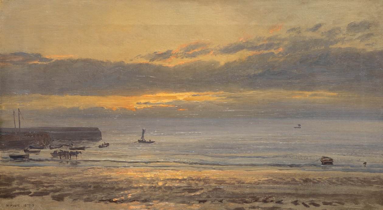 Before Sunrise, Scarborough - Low Water, 1878 by Henry Moore
