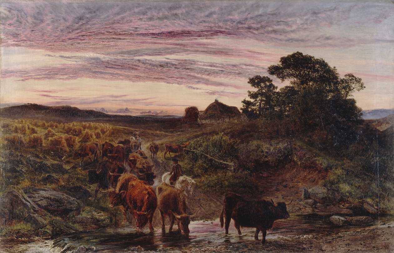 Cattle Fording a Stream by Henry Moore