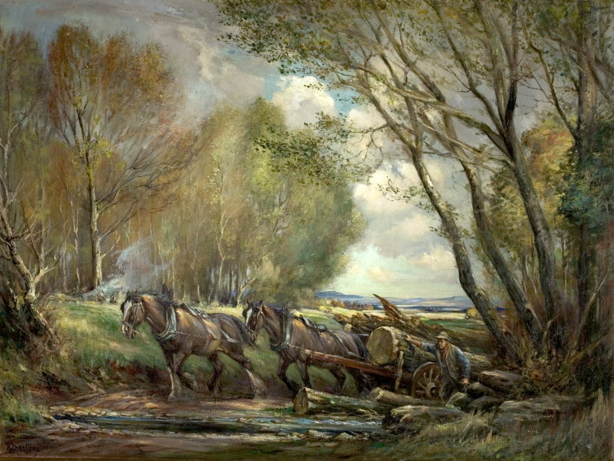 Hauling Timber, Stirlingshire, Scotland by Henry Morley