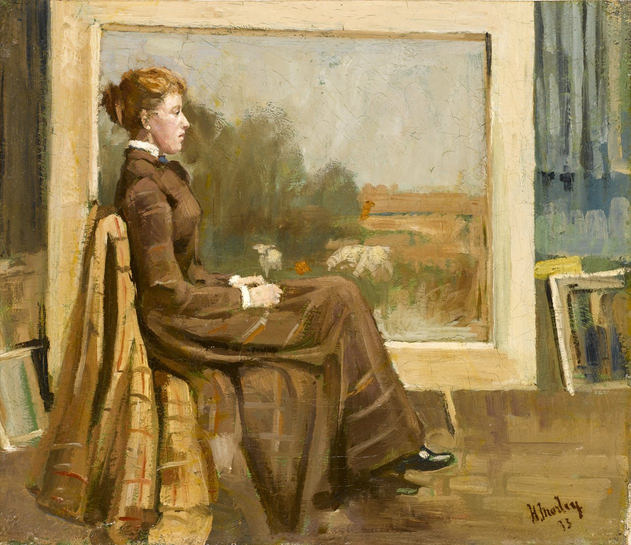 Portrait of a lady, seated is the artist