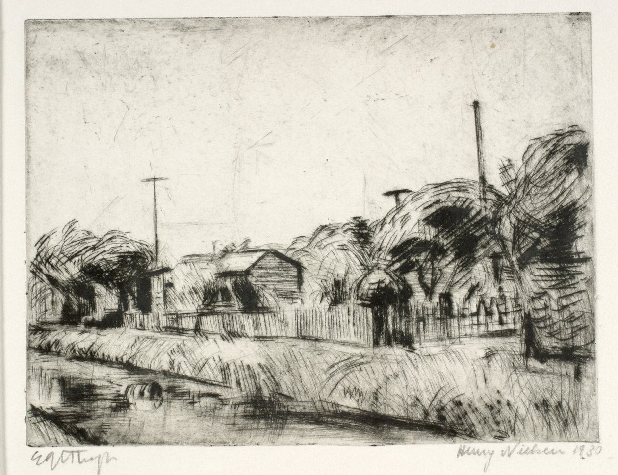 Allotment Gardens by the Canal by Henry Nielsen