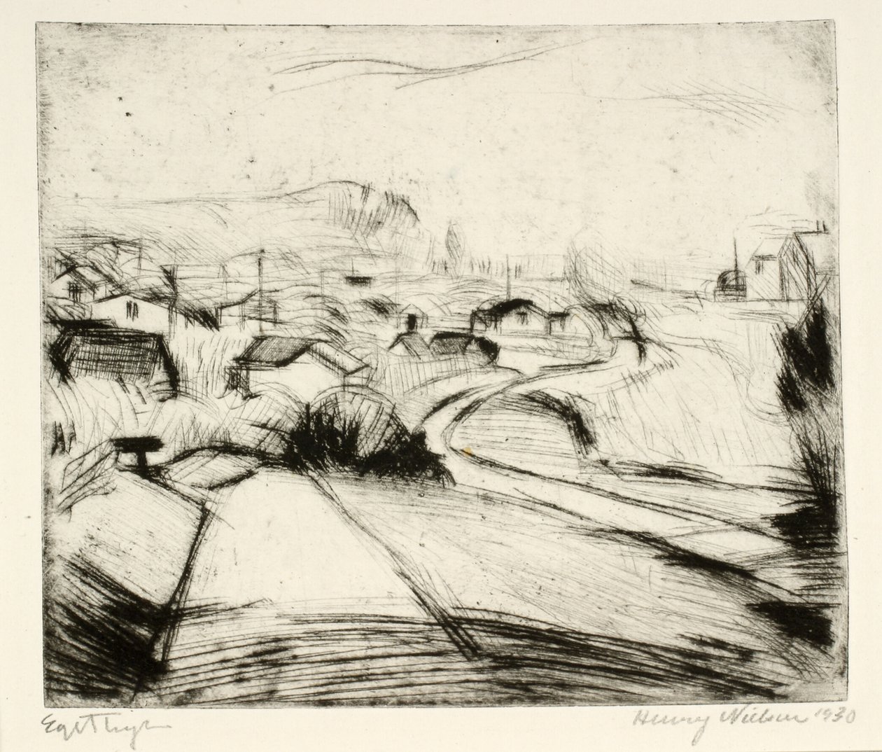 Landscape with Road and Houses by Henry Nielsen