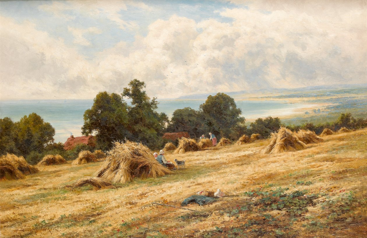 Harvest Time by the Sussex Coast near Worthing by Henry Parker