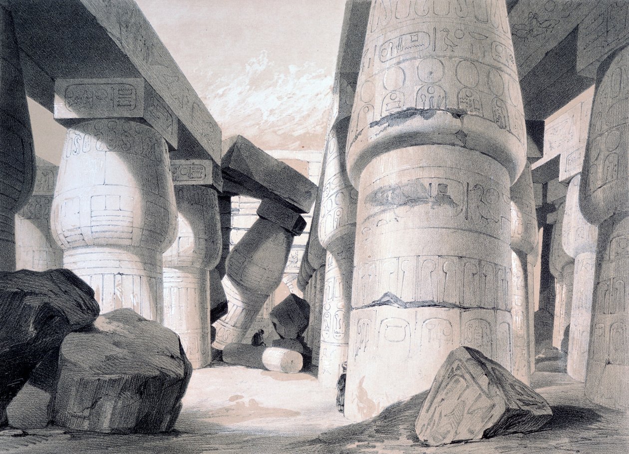 Interior of the Great Hall of Karnac, Egypt by Henry Pilleau
