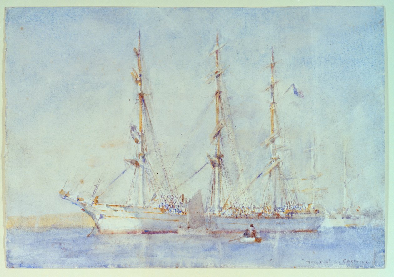 French Ship Marecual de Cashes at Falmouth July 1914, early 20th century by Henry Scott Tuke