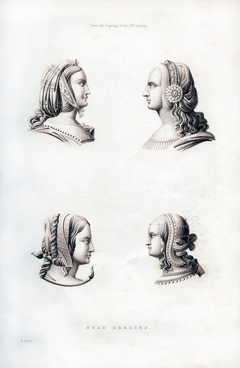 Headdresses, early 16th century, 1843 by Henry Shaw