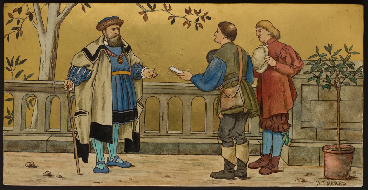 The Justice, plaque depicting an illustration from Shakespeare