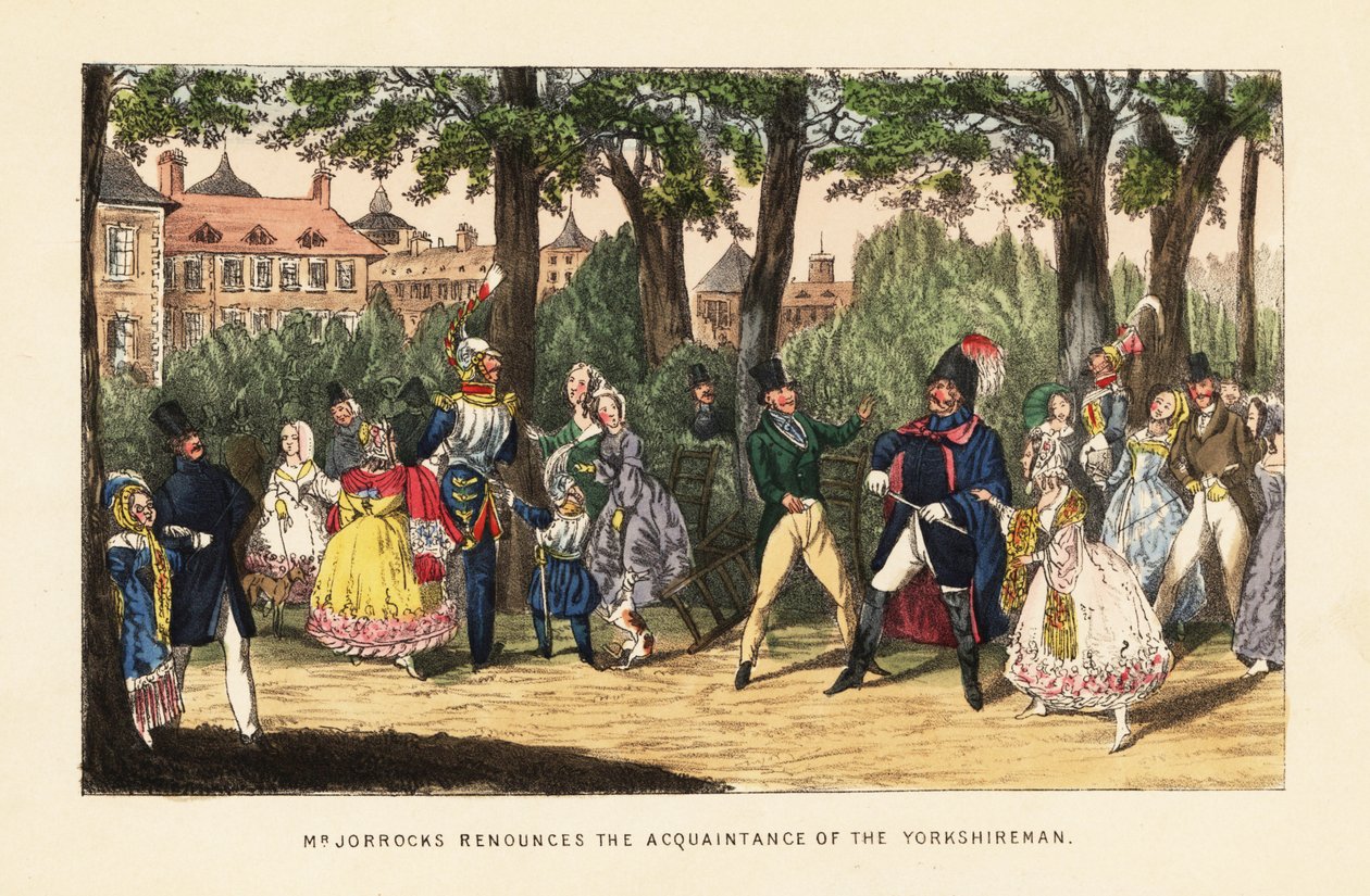 English Tourists Promenading in the Tuileries Garden, Paris by Henry Thomas (after) Alken