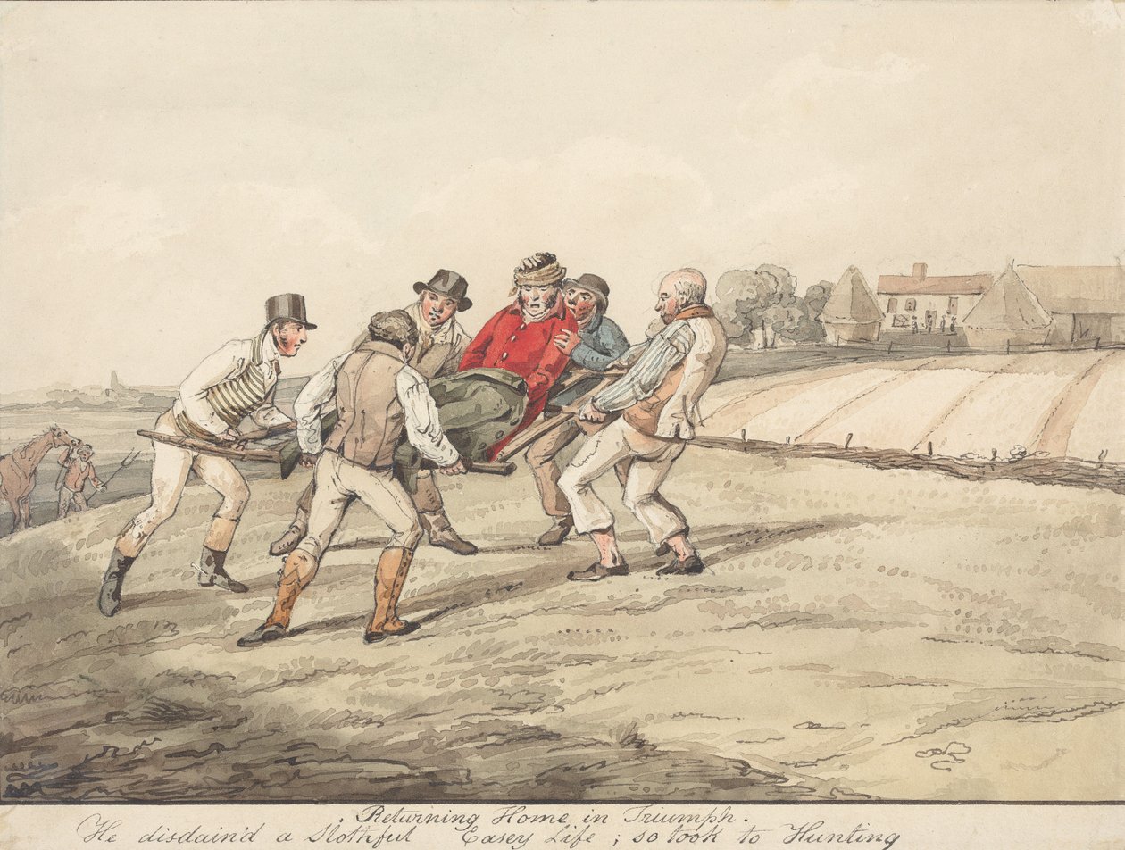 “Qualified Horses and Unqualified Riders: Returning Home in Triumph. He Disdained a Slothful Easy Life, so Took to Hunting” by Henry Thomas Alken