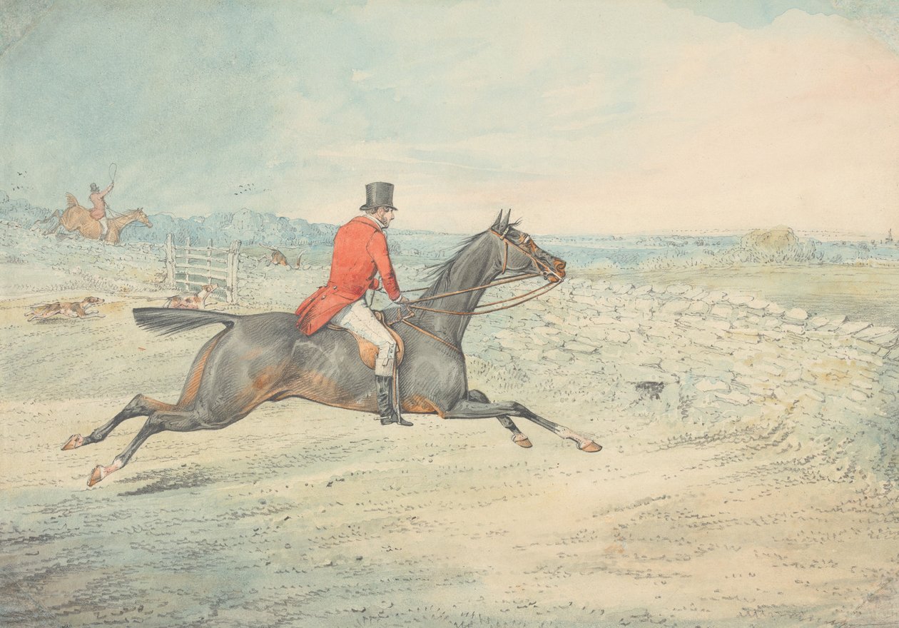 Rider on a Brown Horse Going at a Wall by Henry Thomas Alken