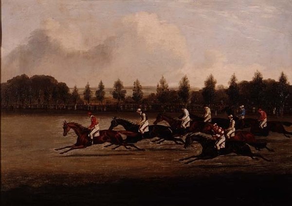 Start of the Doncaster St. Leger by Henry Thomas Alken