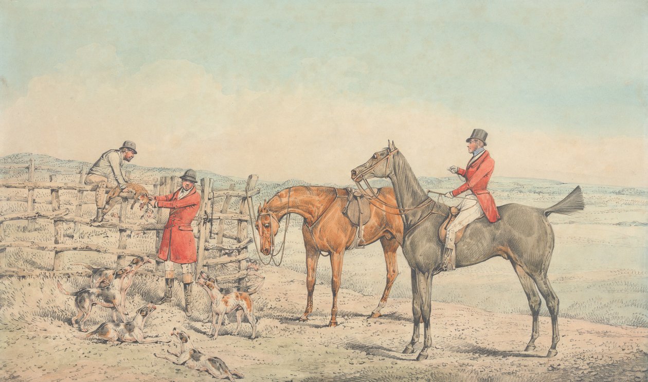The Death: The Fox Hoist to a Fence by Henry Thomas Alken