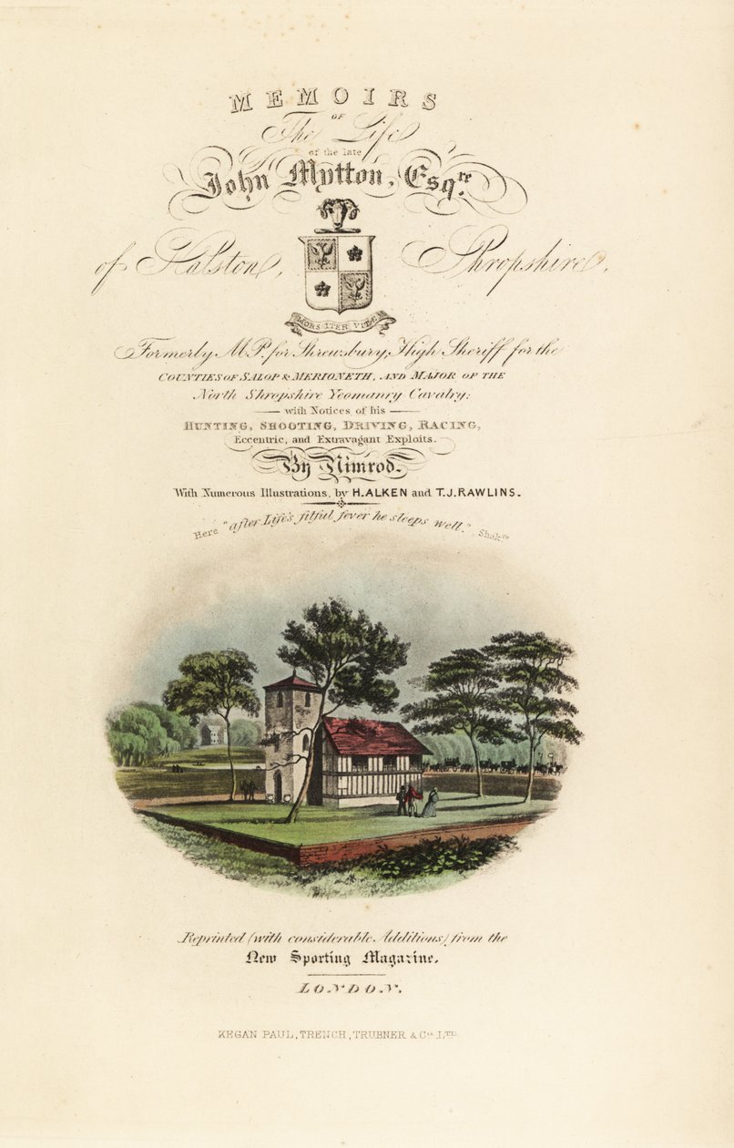 Title Page with Calligraphic Title and Vignette of English Tudor by Henry Thomas Alken