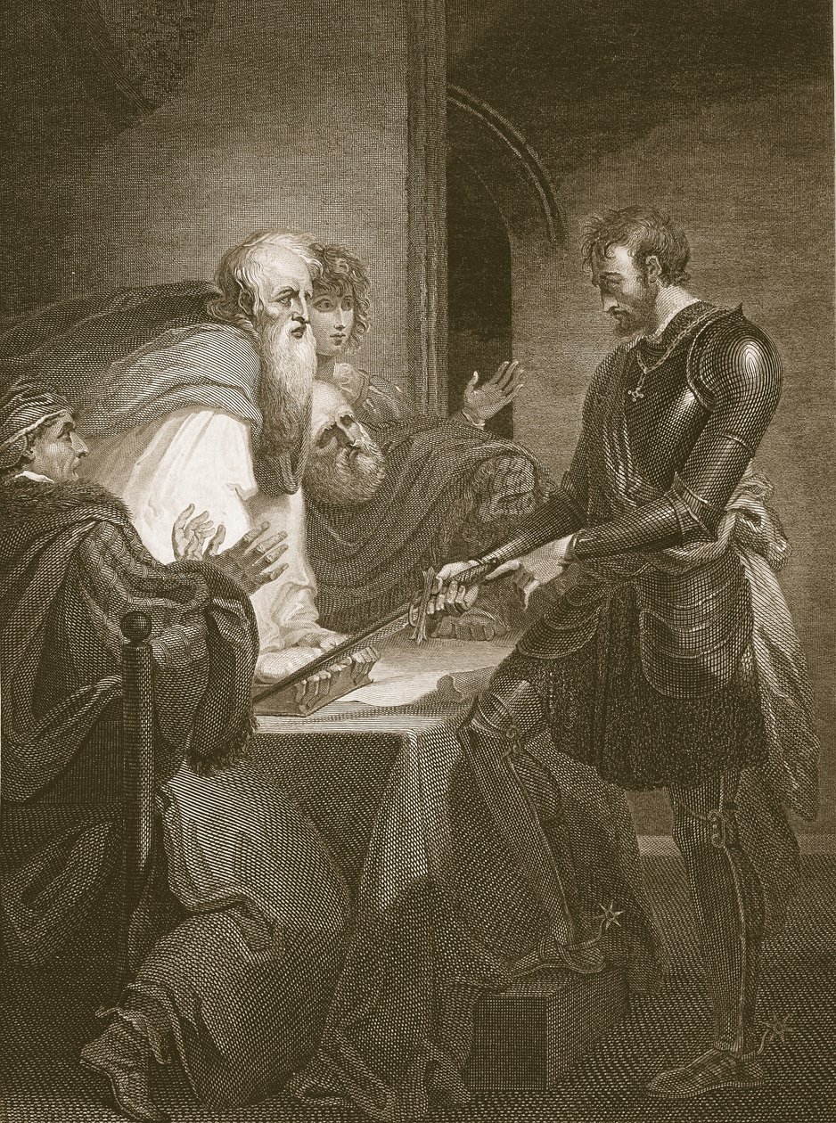 Earl Warenne justifying the titles to his estates, engraved by J. Fittler, illustration from David Hume