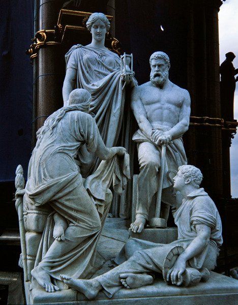 Manufactures, sculpture group from the Albert Memorial by Henry Weekes