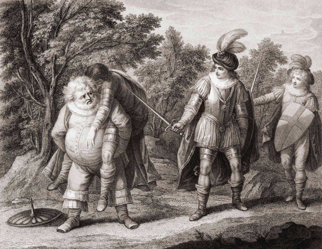 Falstaff with the Body of Hotspur on His Back by Henry William (after) Bunbury
