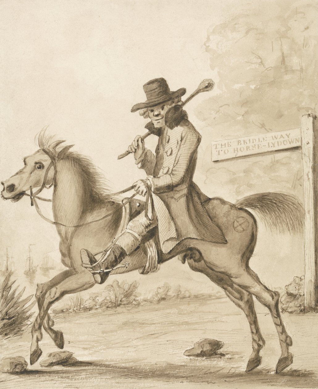 An Illustration of H. Bunbury, An Academy for Grown Horsemen: A Bit of Blood by Henry William Bunbury