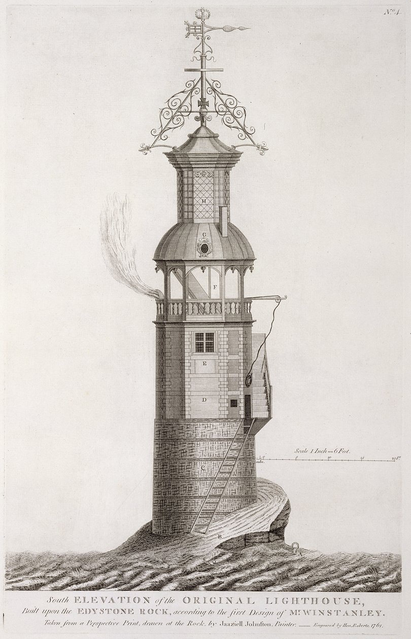 Edystone Lighthouse engraved by Henry Roberts, 1761 by Henry Winstanley