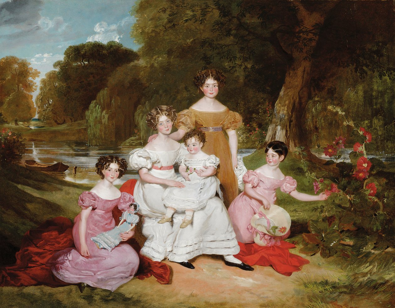 Group Portrait of the Ward Hunt Family in a Landscape Before a River by Henry Wyatt