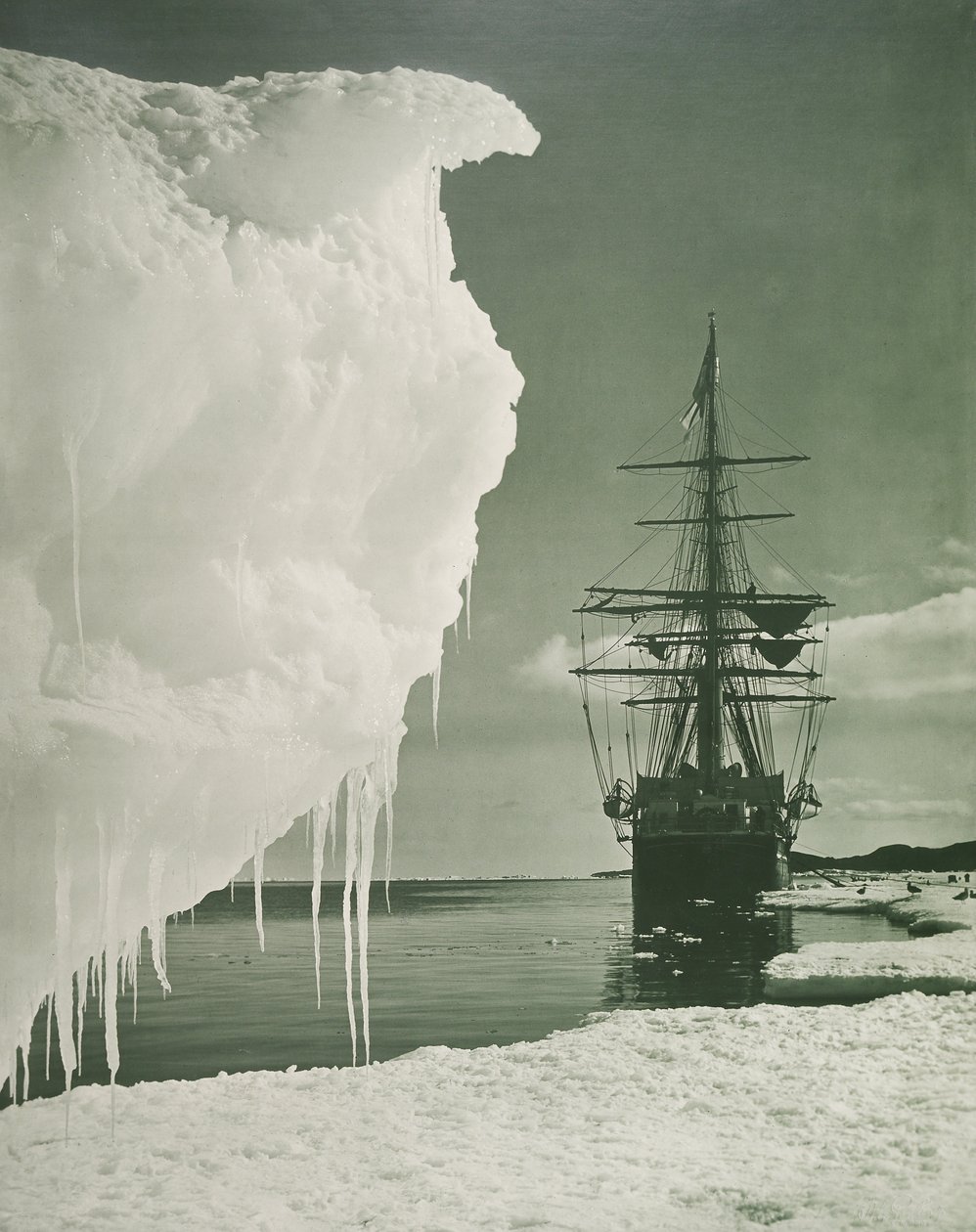 The Terra Nova at the Ice Foot, Cape Evans by Herbert Ponting