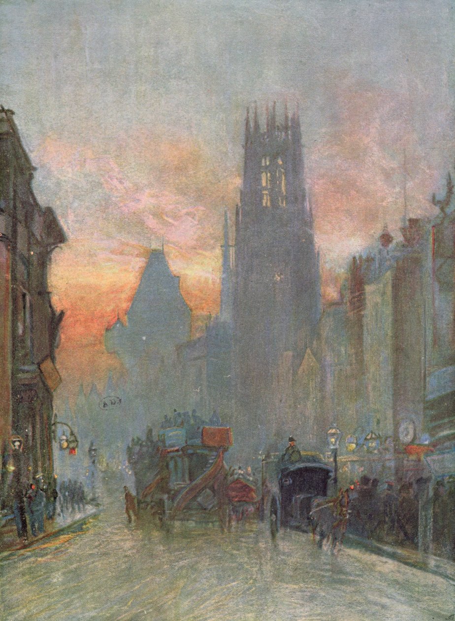 View looking down Fleet Street, London, late 19th century by Herbert Menzies Marshall