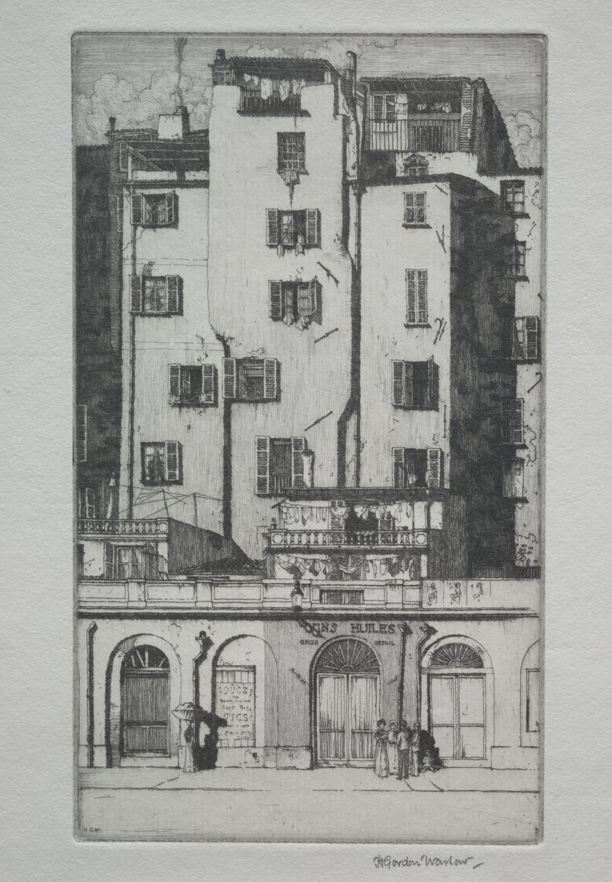 Tall Houses, Menton by Herbert Gordon Warlow