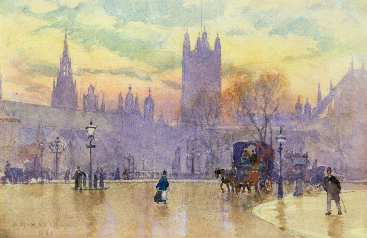 Parliament Square at Dusk, 1889 by Herbert Menzies Marshall